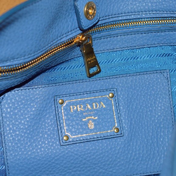Prada Vitello Daino Cobalto Blue Leather Tote Shoulder Bag B4863M $1640 w Cards - Picture 11 of 15